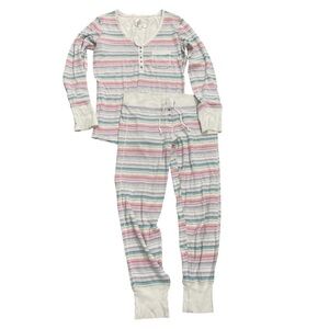 Victoria's Secret Thermal Pajama Set Multicolor Stripes Size Medium